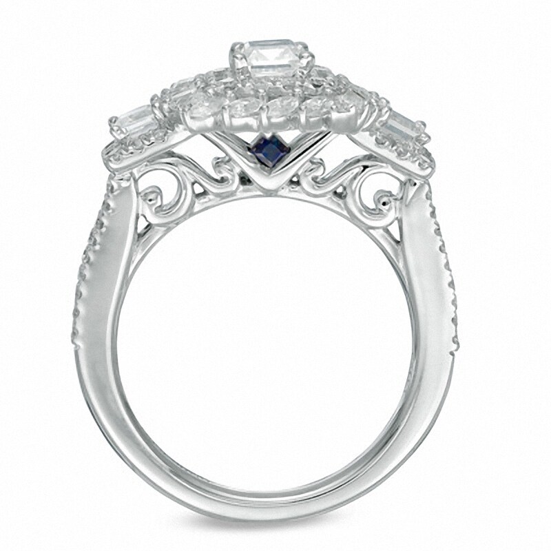 Main Image 3 of Previously Owned - Vera Wang Love Collection 1-1/5 CT. T.W. Princess-Cut Diamond Engagement Ring in 14K White Gold