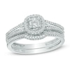 Thumbnail Image 0 of Previously Owned - 3/8 CT. T.W. Diamond Frame Split Shank Vintage-Style Bridal Set In 10K White Gold