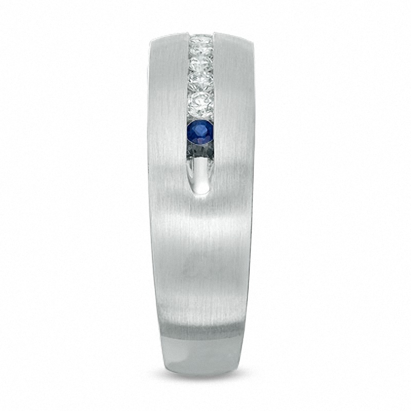 Main Image 3 of Previously Owned - Vera Wang Men's 1/4 CT. T.W. Diamond Wedding Band in 14K White Gold