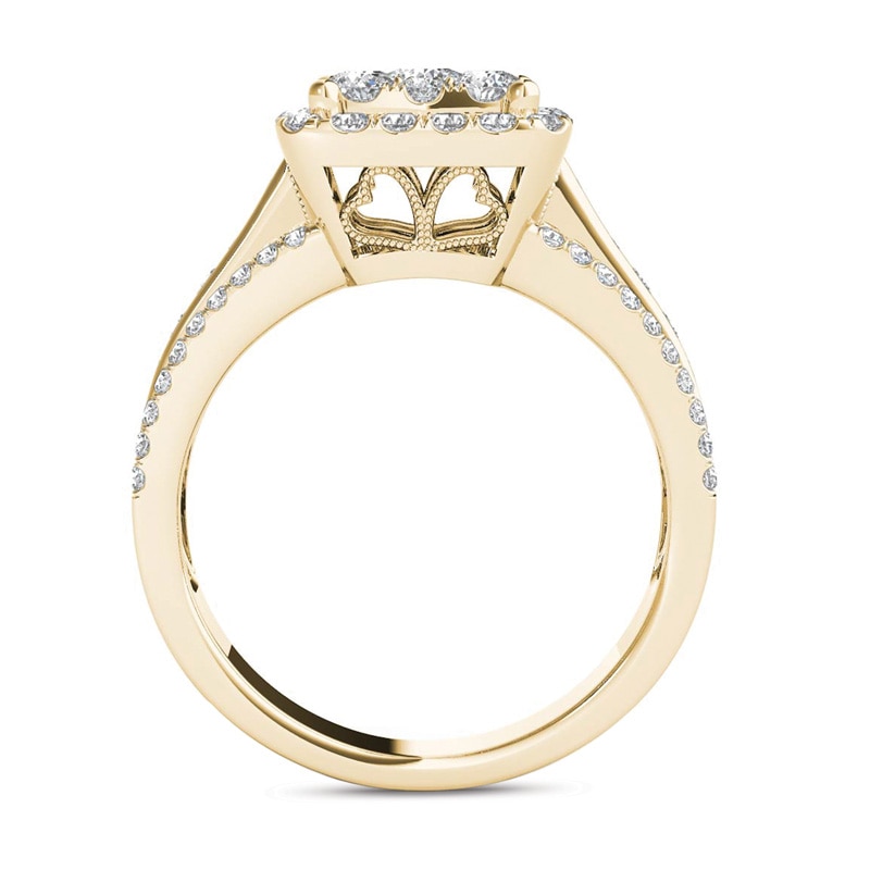 Main Image 3 of Previously Owned - 1-1/2  CT. T.W. Composite Diamond Cushion Frame Engagement Ring in 14K Gold