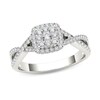Thumbnail Image 1 of Previously Owned - 3/8 CT. T.W. Composite Diamond Square Frame Crossover Engagement Ring in 14K White Gold