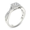 Thumbnail Image 2 of Previously Owned - 3/8 CT. T.W. Composite Diamond Square Frame Crossover Engagement Ring in 14K White Gold