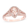 Thumbnail Image 1 of Previously Owned - Pear-Shaped Morganite and 1/4 CT. T.W. Diamond Split Shank Ring in 10K Rose Gold