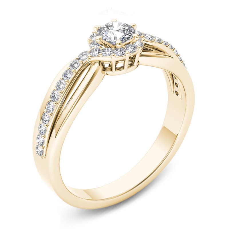 Main Image 2 of Previously Owned - 1/2 CT. T.W. Diamond Frame Swirl Engagement Ring in 14K Gold