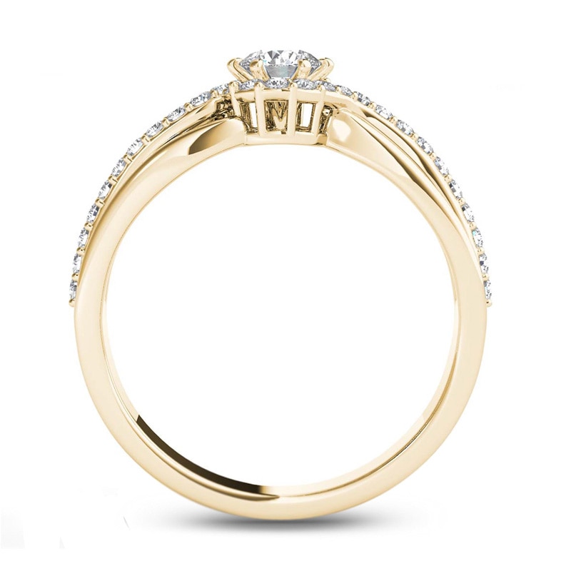 Main Image 3 of Previously Owned - 1/2 CT. T.W. Diamond Frame Swirl Engagement Ring in 14K Gold
