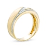 Thumbnail Image 1 of Previously Owned - Men's 1/3 CT. T.W. Diamond Satin Three Stone Slant Wedding Band in 10K Gold