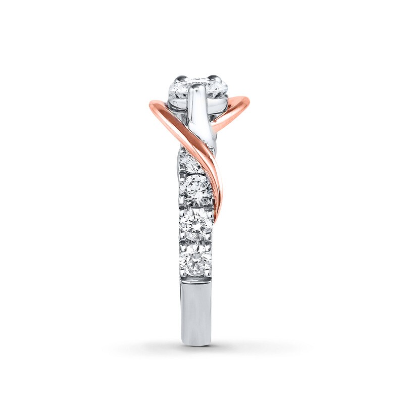 Previously Owned - Ever Us® 1-1/2 CT. T.W. Two-Stone Diamond Swirl Band in 14K Two-Tone Gold