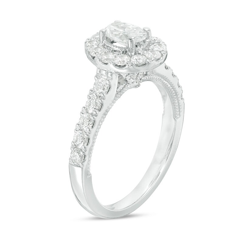 Main Image 2 of Previously Owned - Celebration Ideal 1-1/3 CT. T.W. Oval Diamond Vintage-Style Engagement Ring in 14K White Gold