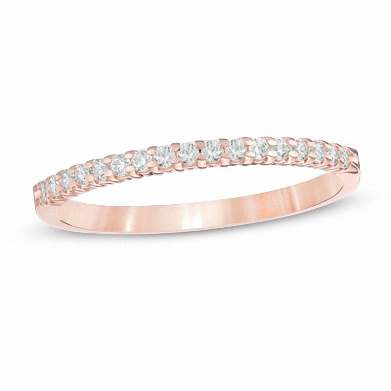 Main Image 1 of Previously Owned - 1/6 CT. T.W. Diamond Wedding Band in 14K Rose Gold