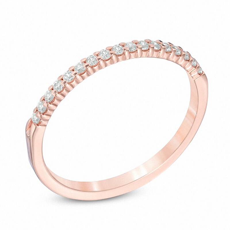 Main Image 2 of Previously Owned - 1/6 CT. T.W. Diamond Wedding Band in 14K Rose Gold