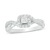 Thumbnail Image 1 of Previously Owned - 1/2 CT. T.W. Princess-Cut Diamond Swirl Bypass Frame Engagement Ring in 14K White Gold