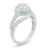 Previously Owned - 1/2 CT. T.W. Composite Diamond Frame Swirl Bypass Engagement Ring in 10K White Gold