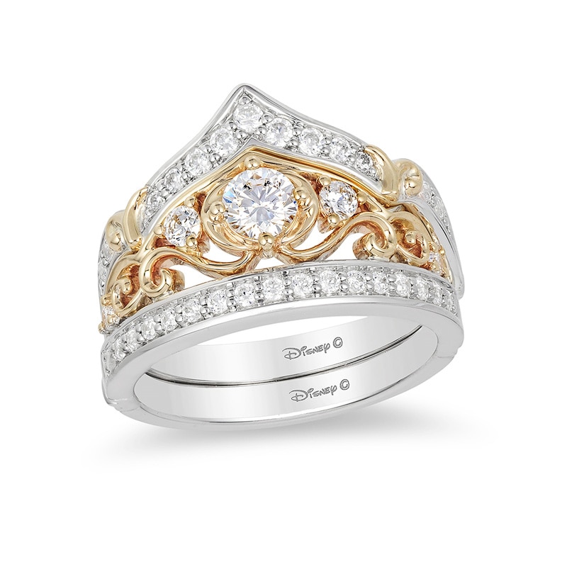 Previously Owned - Enchanted Disney Cinderella 3/4 CT. T.W. Diamond Crown Bridal Set in 14K Two-Tone Gold