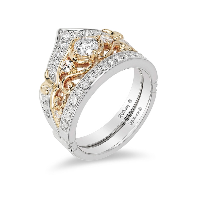 Previously Owned - Enchanted Disney Cinderella 3/4 CT. T.W. Diamond Crown Bridal Set in 14K Two-Tone Gold