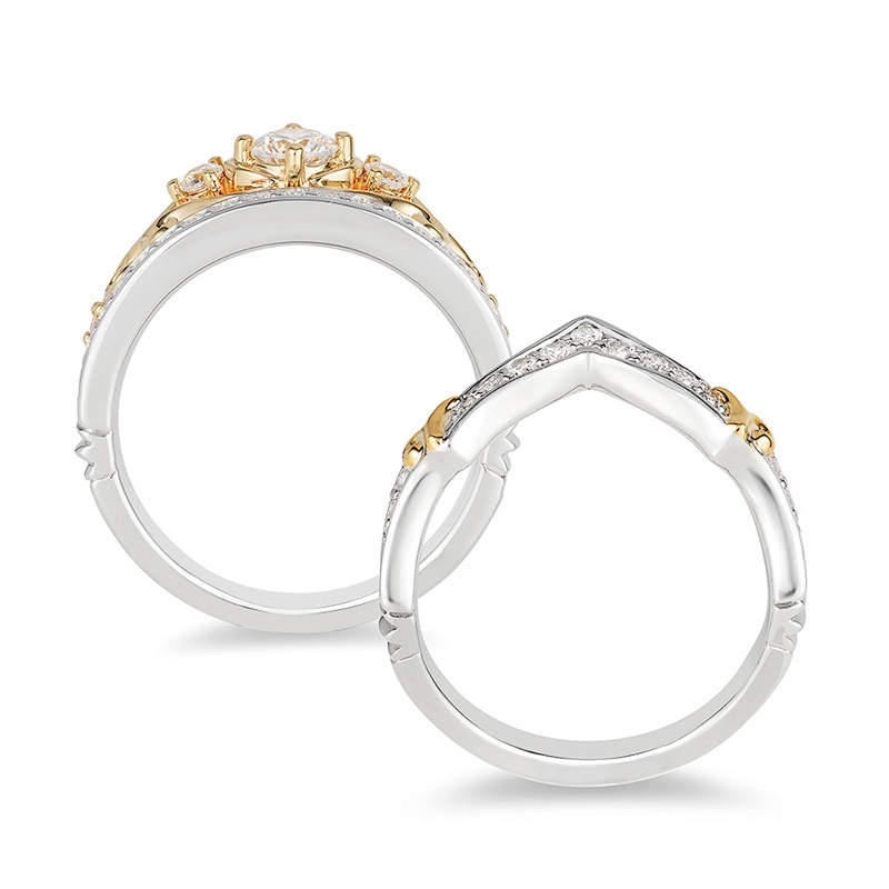 Previously Owned - Enchanted Disney Cinderella 3/4 CT. T.W. Diamond Crown Bridal Set in 14K Two-Tone Gold