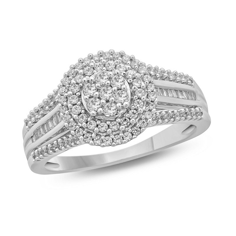 Previously Owned - 1/2 CT. T.W. Composite Diamond Double Frame Engagement Ring in 10K White Gold