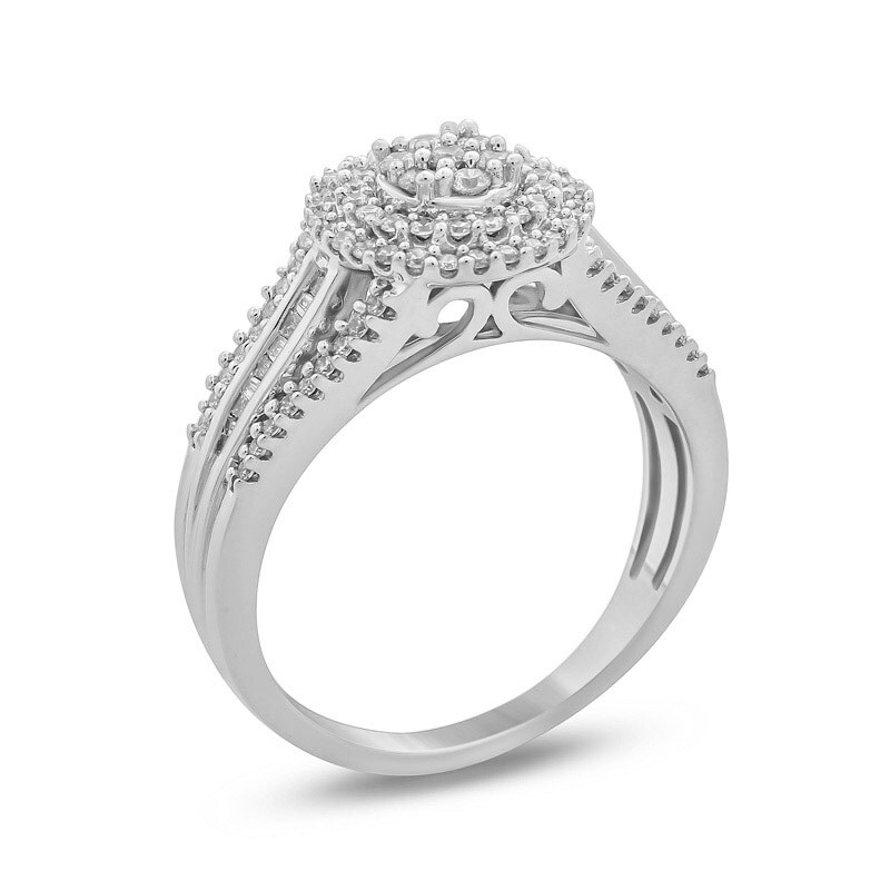 Previously Owned - 1/2 CT. T.W. Composite Diamond Double Frame Engagement Ring in 10K White Gold