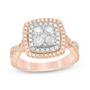 Thumbnail Image 1 of Previously Owned - 1 CT. T.W. Quad Diamond Double Cushion Frame Twist Engagement Ring in 14K Two-Tone Gold