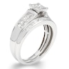 Thumbnail Image 1 of Previously Owned - 1 CT. T.W. Quad Princess-Cut Diamond Frame Bridal Set in 14K White Gold (I/I1)