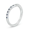 Thumbnail Image 2 of Previously Owned - Vera Wang Love Collection Sapphire and 1/15 CT. T.W. Diamond Contour Wedding Band in 14K White Gold