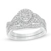 Thumbnail Image 1 of Previously Owned - 3/8 CT. T.W. Diamond Frame Twist Shank Vintage-Style Bridal Set in 10K White Gold