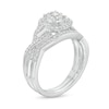 Previously Owned - 3/8 CT. T.W. Diamond Frame Twist Shank Vintage-Style Bridal Set in 10K White Gold