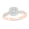 Previously Owned - 3/8 CT. T.W. Princess-Cut Diamond Frame Twist Engagement Ring in 10K Rose Gold
