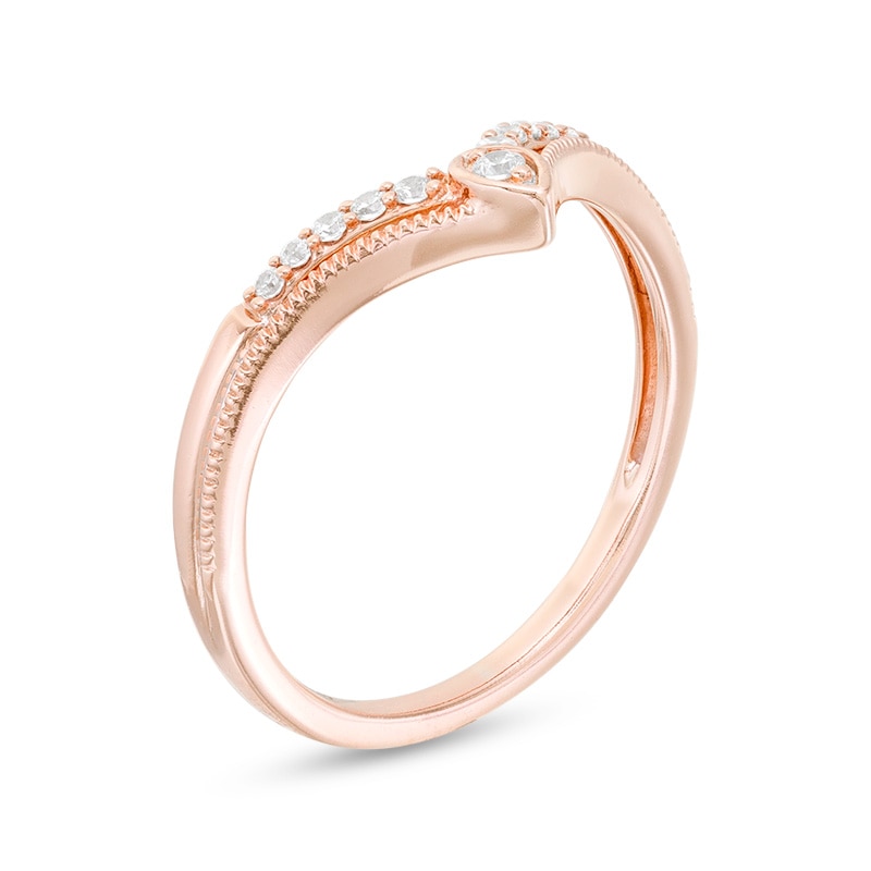 Previously Owned - 1/10 CT. T.W Diamond Chevron Vintage-Style Anniversary Band in 10K Rose Gold