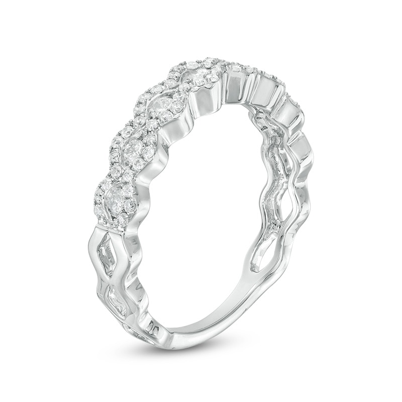 Previously Owned - 1/2 CT. T.W. Diamond Wave Band in 14K White Gold