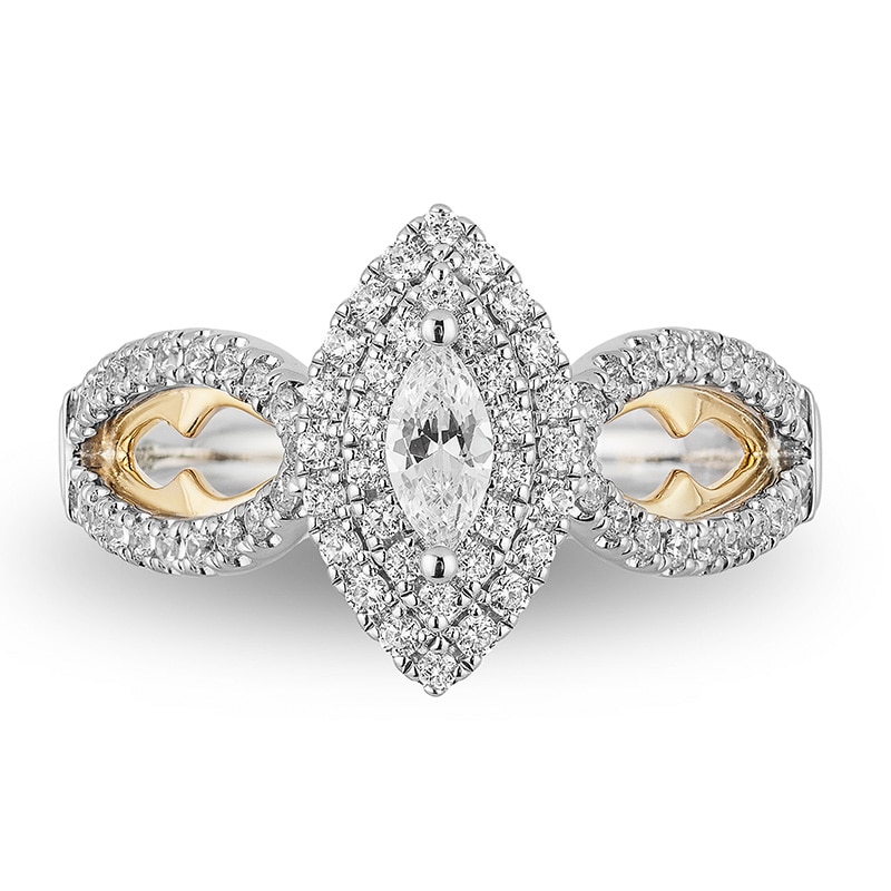 Previously Owned - Enchanted Disney Jasmine 3/4 CT. T.W. Marquise Diamond Engagement Ring in 14K Two-Tone Gold
