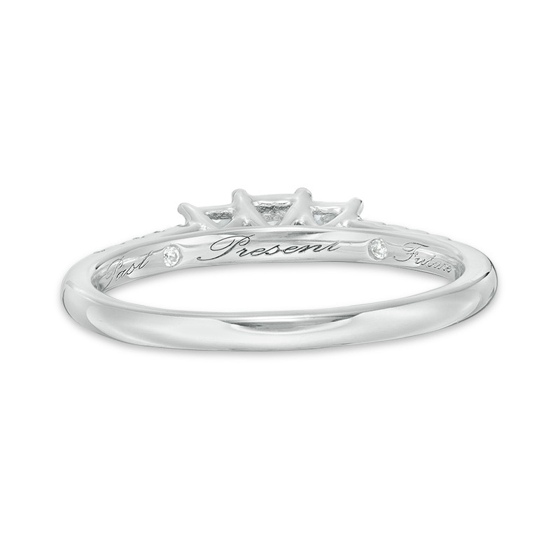 Previously Owned - 1/2 CT. T.W. Princess-Cut Diamond Past Present Future® Engagement Ring in 10K White Gold