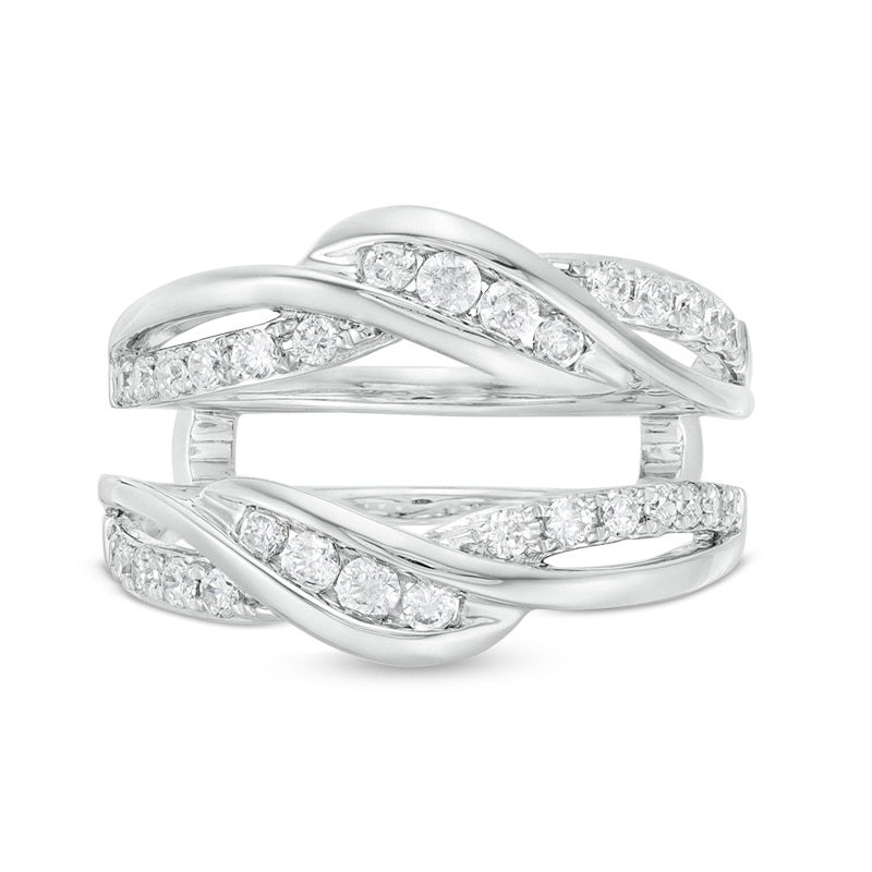 Previously Owned - 5/8 CT. T.W. Diamond Wavy Solitaire Enhancer in 14K White Gold