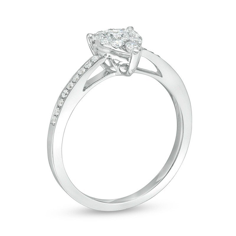 Main Image 2 of Previously Owned - 3/8 CT. T.W. Diamond Teardrop-Shape Frame Engagement Ring in 14K White Gold