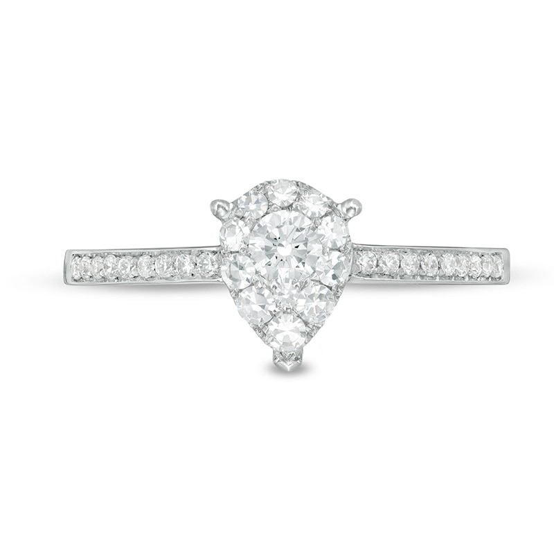 Main Image 3 of Previously Owned - 3/8 CT. T.W. Diamond Teardrop-Shape Frame Engagement Ring in 14K White Gold