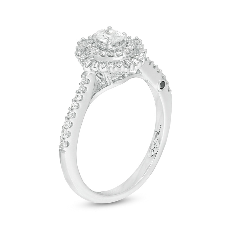 Previously Owned - Marilyn Monroe™ Collection 5/8 CT. T.W. Oval Diamond Starburst Engagement Ring in 14K White Gold