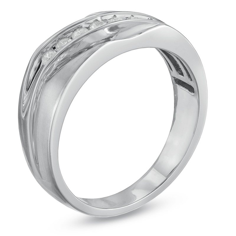 Main Image 2 of Previously Owned - Men's 1/4 CT. T.W. Diamond Seven Stone Wedding Band in 10K White Gold