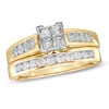 Thumbnail Image 1 of Previously Owned - 1 CT. T.W. Quad Square-Cut Diamond Bridal Set in 14K Gold