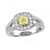 Thumbnail Image 1 of Previously Owned - 1 CT. T.W. Radiant-Cut Natural Fancy Yellow and White Diamond Framed Ring in 18K White Gold
