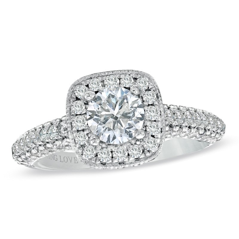 Previously Owned - Vera Wang Love Collection 1-3/4 CT. T.W. Diamond Frame Engagement Ring in 14K White Gold