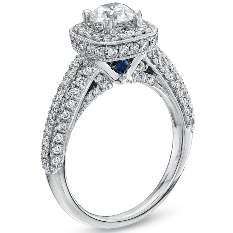 Previously Owned - Vera Wang Love Collection 1-3/4 CT. T.W. Diamond Frame Engagement Ring in 14K White Gold