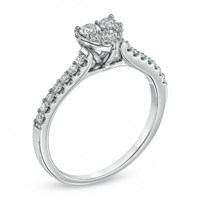 Previously Owned - 1/2 CT. T.W. Diamond Heart-Shaped Engagement Ring in 14K White Gold