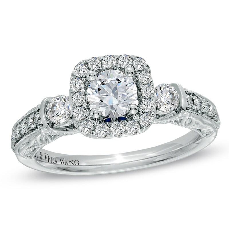 Main Image 1 of Previously Owned - Vera Wang Love Collection 1 CT. T.W. Diamond Frame Engagement Ring in 14K White Gold
