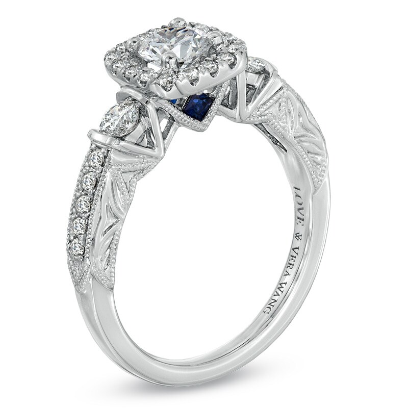 Previously Owned - Vera Wang Love Collection 1 CT. T.W. Diamond Frame Engagement Ring in 14K White Gold