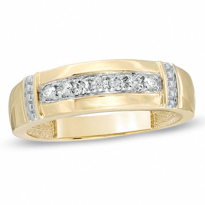 Main Image 1 of Previously Owned - 1/6 CT. T.W. Diamond Collar Wedding Band in 10K Gold