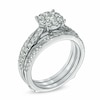 Thumbnail Image 2 of Previously Owned - 1 CT. T.W. Diamond Cluster Vintage-Style Bridal Set in 14K White Gold