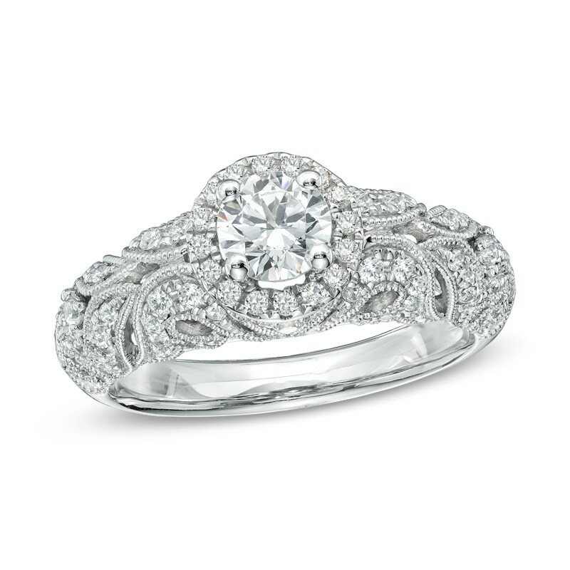 Main Image 1 of Previously Owned - 1 CT. T.W. Diamond Vintage-Style Engagement Ring in 14K White Gold