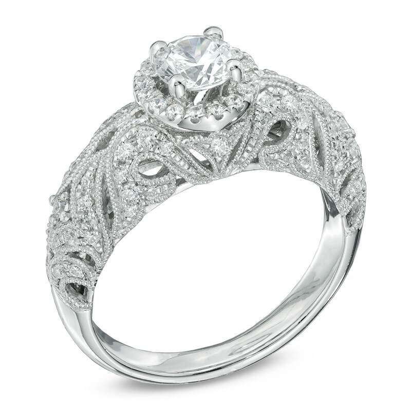 Main Image 2 of Previously Owned - 1 CT. T.W. Diamond Vintage-Style Engagement Ring in 14K White Gold