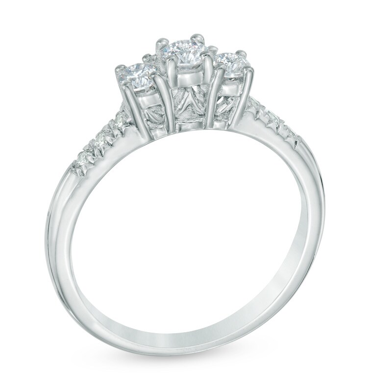 Previously Owned - 1/2 CT. T.W. Diamond Past Present Future® Ring in 14K White Gold