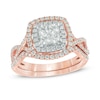 Thumbnail Image 0 of Previously Owned - 1 CT. T.W. Princess-Cut Composite Diamond Frame Twist Engagement Ring in 14K Rose Gold