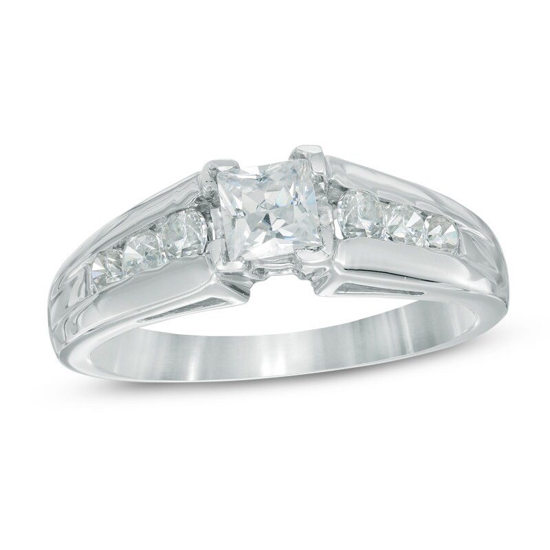 Main Image 1 of Previously Owned - 1 CT. T.W. Princess-Cut Diamond Engagement Ring in 10K White Gold